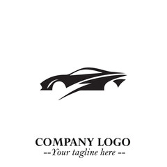 Car Running Fast Logo Symbol in Black on the White Background with Dynamic Speed Design
