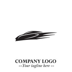 Car Running Fast Logo Symbol in Black on the White Background with Dynamic Speed Design