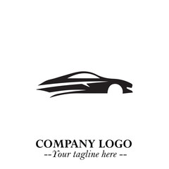 Car Running Fast Logo Symbol in Black on the White Background with Dynamic Speed Design