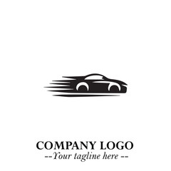 Car Running Fast Logo Symbol in Black on the White Background with Dynamic Speed Design