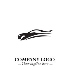 Car Running Fast Logo Symbol in Black on the White Background with Dynamic Speed Design