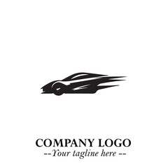 Car Running Fast Logo Symbol in Black on the White Background with Dynamic Speed Design