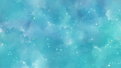 落ち着いた青緑色の背景　水彩　滲み