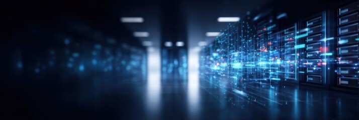 Complex data visualization showing ethernet network evolution through segmented architecture inside a next gen datacenter protected by a self aware firewall of the future