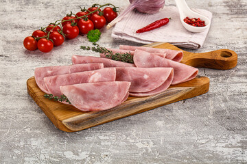 Sliced pork ham sausages slices