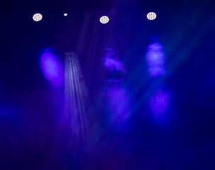 Stage spotlights. Lights beams for showing presentation.