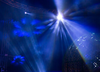 Stage spotlights. Lights beams for showing presentation.