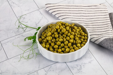 Cannes Fresh green peas in the bowl