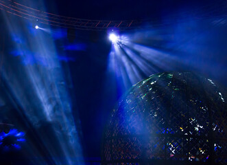 Stage spotlights. Lights beams for showing presentation.