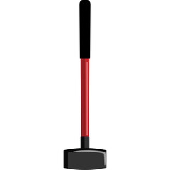 Heavy Duty Sledgehammer Tool With Red Handle and Black Grip Isolated on White Background