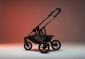 A durable, empty stroller chassis, showcasing its sturdy construction and adaptable design for urban and outdoor use, ready for a child carrier ,urban ,empty ,outdoor