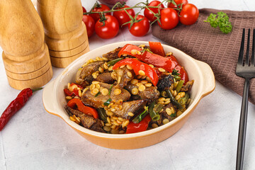 Eastern cuisine - Ptitim with beef and vegetables