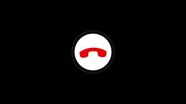 Reject call icon.Phone call no receive animation.