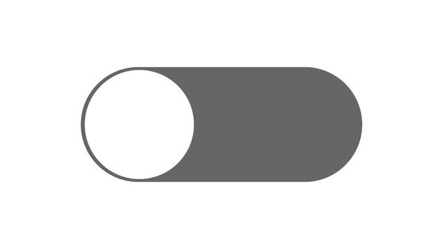 Animation of a green switch isolated on a white background. Switching the button on and off.