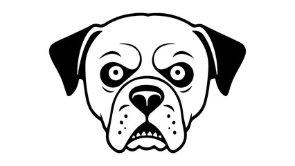 portrait of a funny angry dog face shape illustration, simple angry dog shape with teeth little beet seen on the bottom of the mouth