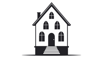 little bit scary house shape with five windows vector illustration