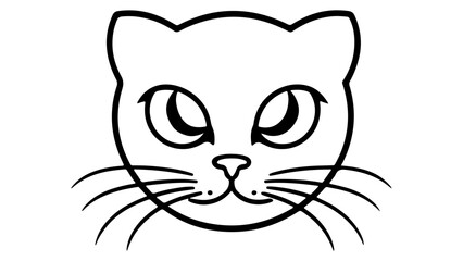 simple line art of a cute cat face staring