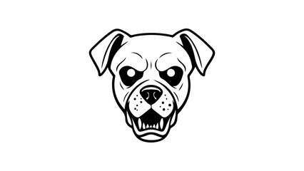 angry dog with opened mouth black and white vector shape