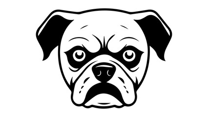simple funny angry pug dog face shape vector illustration
