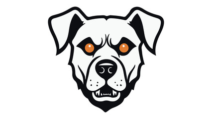 portrait of a curious dog face with orange eyes simple vector shape illustration