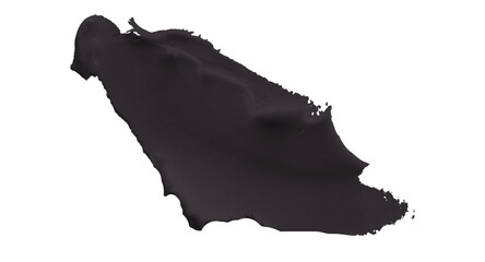 Black clay texture on transparent background.