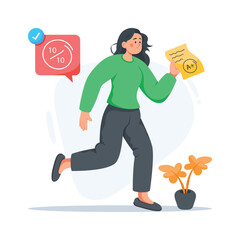 Creatively designed flat illustration of a student celebrating perfect score achievement
