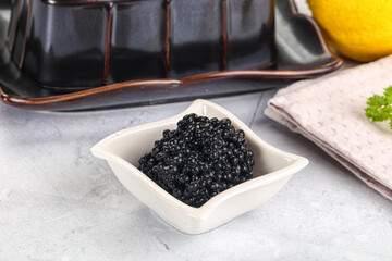 black sturgeon caviar in the bowl