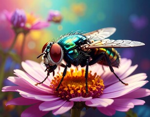 Vibrant fly on a flower