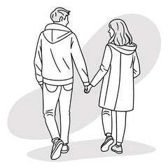 Couple walking hand in hand