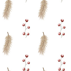 Winter Forest Botanical Seamless Pattern