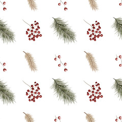 Winter Forest Botanical Seamless Pattern