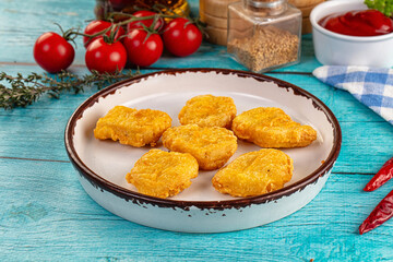 Golden crispy fried chicken nuggets