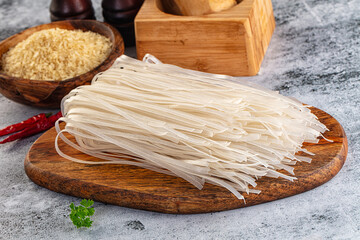 Raw dry pho noodles for cooking