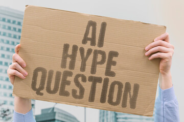 "AI Hype Question" Investors ask how to tell real AI gains from company marketing hype. AI. STOCKS. HYPE. EARNINGS. QUESTION.