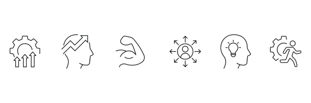 Upskill line Icons. Team Development Icons. Including training, development, knowledge, growth, course and more. Vector illustration. - Powered by Adobe