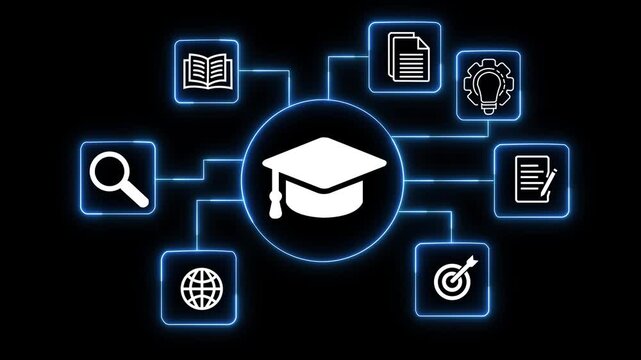solutions concept on the transparent background. Intelligent tutoring systems and personalized learning. Motion graphics of tutoring idea. 4k video animation.