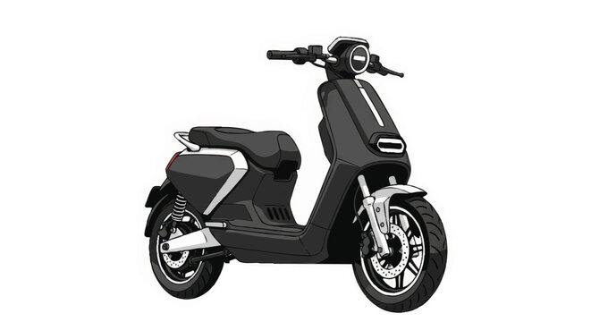 Modern electric scooter vector illustration. Sleek minimalist moped for urban mobility. Eco-friendly personal transport graphic isolated on white background