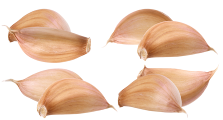 close-up vibrant garlic cloves isolated against pure black backdrop showcasing culinary essence with fresh, pungent aroma and culinary versatility