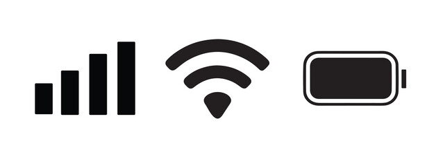 notification bar battery wifi signal icons vector