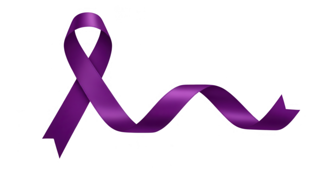 Purple ribbon symbol for awareness campaign isolated on transparent background