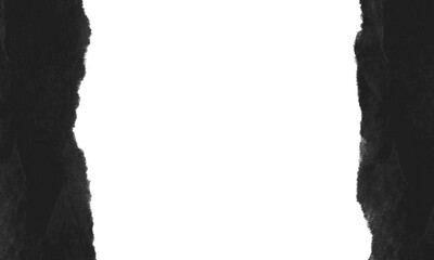Black Paper Torn Edge Transparent Frame Texture Background Overlay Element, Dark Ripped Border Template, Grunge Design, Scrapbooking