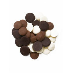 chocolate drops on a white background