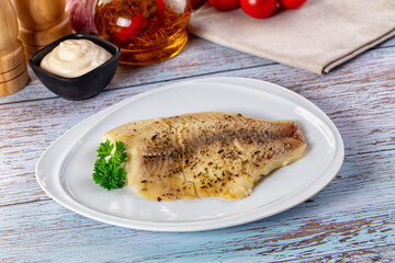 Steamed dietary tilapia fish fillet