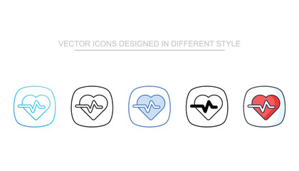 Beat icons set different style vector stock with white background