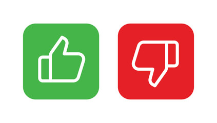 Thumbs Up and Thumbs Down Icons Set. Like and Dislike Symbol for Rating and Feedback.