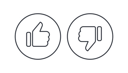 Thumbs Up and Thumbs Down Icons Set. Like and Dislike Symbol for Rating and Feedback.