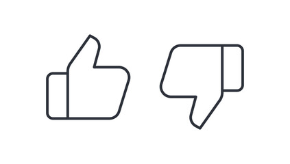Thumbs Up and Thumbs Down Icons Set. Like and Dislike Symbol for Rating and Feedback.