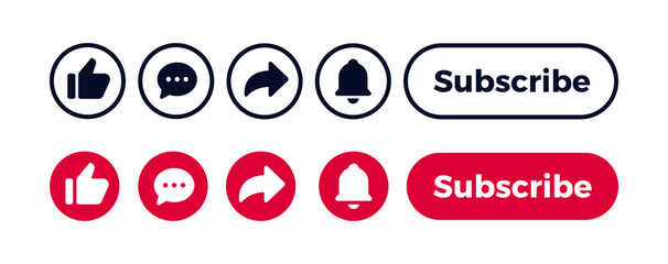 Social Media Interface Icons Set. Like, Notification, Heart, Share, Save, and Comment Symbols.