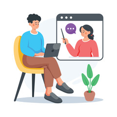 Creatively designed amazing flat illustration of online learning