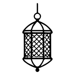 Ramadan Lantern Outline Icon – Islamic Hanging Lamp Illustration